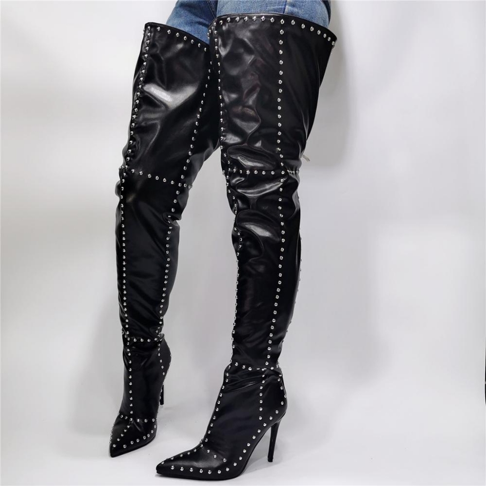 Rivet Thigh High Ride Boots